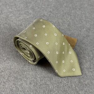 Onassis 100% Silk Skinny Tie Olive Green White Floral Necktie NWT 58x2.5"